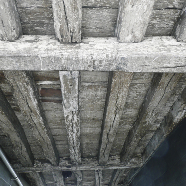 Oak ceiling beams in Listed Building