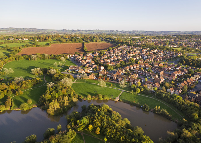 Aerial view of land